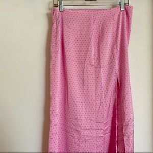 H&M Pink and Black Polka Dot Maxi Skirt